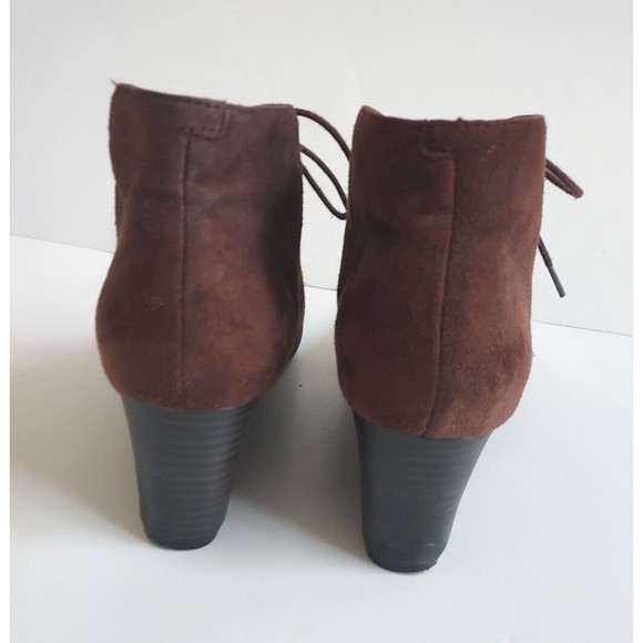 Ladies Clarks Bendables Crystal Peri Brown Suede Lace Up Wedge Boots Size 10M - Picture 4 of 8
